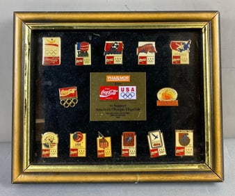 Vintage 1992 Olympic Collectors Pin Series Framed Shadow Box