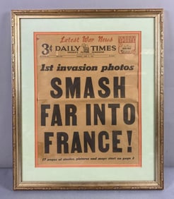 Vintage 1944 Daily Times Chicago Newspaper Front page Framed