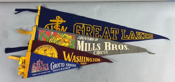 Group of 4 Vintage Pennants