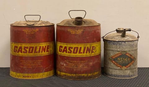 Group of 3 Vintage Advertising Metal Gasoline Cans