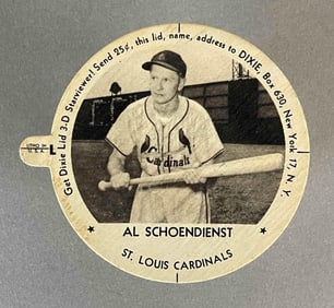 1954 Dixie Lids Al Shoendienst Goldenrod Ice Cream