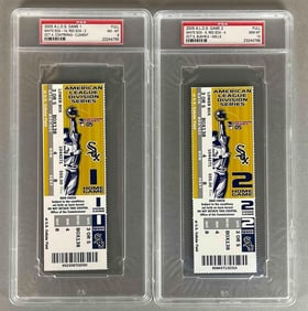2005 A.L.D.S. Game 1 White Sox vs. Red Sox Full Ticket PSA 8 and Game 2 PSA 10