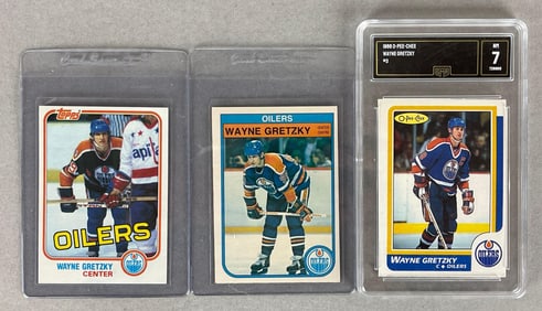 1981 Topps, 1982 O-Pee-Chee, and 86 O-Pee-Chee Wayne Gretzky Cards