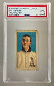 T206 Sweet Caporal 350/25 Philadelphia Jack Barry PSA 2