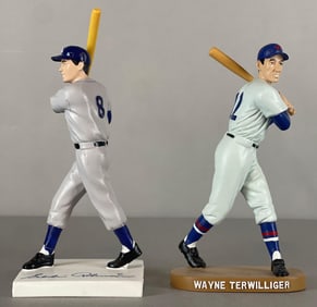 Eddie Robinson and Wayne Terwillliger Signed Hartland Figurine Statues