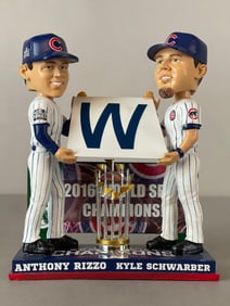 Rare 2016 Chicago Cubs World Series Champions Antony Rizzo and Kyle Schwarber Bobblehead Statue