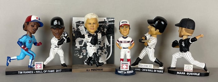 5 - Chicago White Sox Bobbleheads with Rare A.J. Pierzynski Hair Bobblehead and Raines HOF