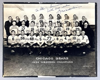 Rare 1934 Chicago Bears Original Team Photo Signed By George Halas with JSA LOA