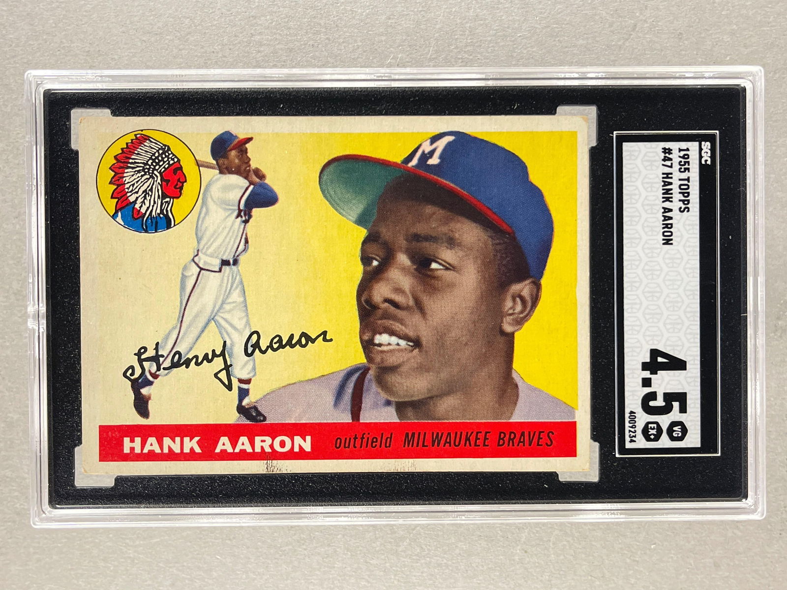 1955 Topps Hank Aaron #47 SGC 4.5: 1955 Topps Hank Aaron #47 SGC 4.5