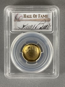 PCGS Graded 2014-W Baseball HOF Signed Johnny Bench Gold $5 Coin PR70DCAM