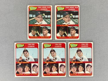 5 - 1956 Topps Al HR and RBI Leaders Cards #3 and #5 Mantle