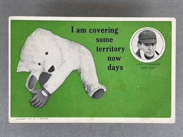 Rare 1907 G. F. Grignon Chicago Cubs Teddy Bear Joe Tinker Postcard