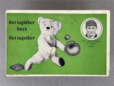 Rare 1907 G. F. Grignon Chicago Cubs Teddy Bear Frank Chance Postcard