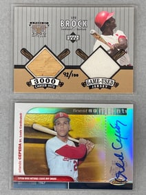 2000 Upper Deck Lou Brock Jersey/ Bat /100 and 2003 Topps Finest Auto Orlando Cepeda