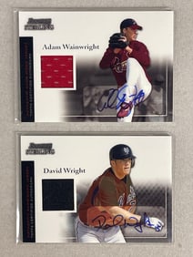 2004 Bowman Sterling Auto/ Jersey Adam Wainwright and David Wright Cards