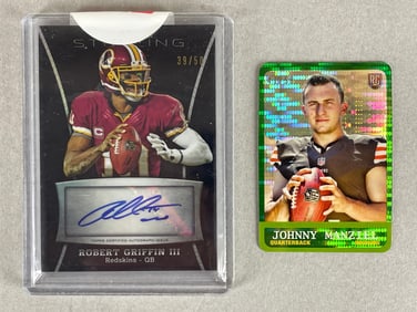 2014 Topps Chrome Johnny Manziel and 2013 Bowman Sterling Auto Robert Griffin III, Both /50