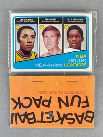 1972 - 73 Topps Basketball West Corps Cello Fun Pack with Assist LL J. West on Top