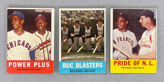 3 - 1963 Topps HOF Cards with Arron, Mays, Clemente, and More