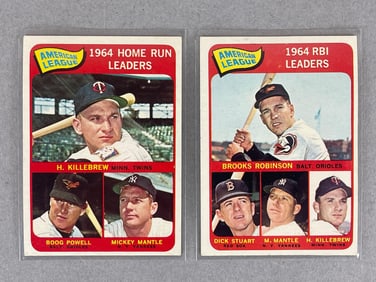 1965 Topps AL HR and BRI Leader Cards with Mickey Mantle