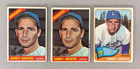 3 - 1965 and 66 Topps Sandy Koufax Cards