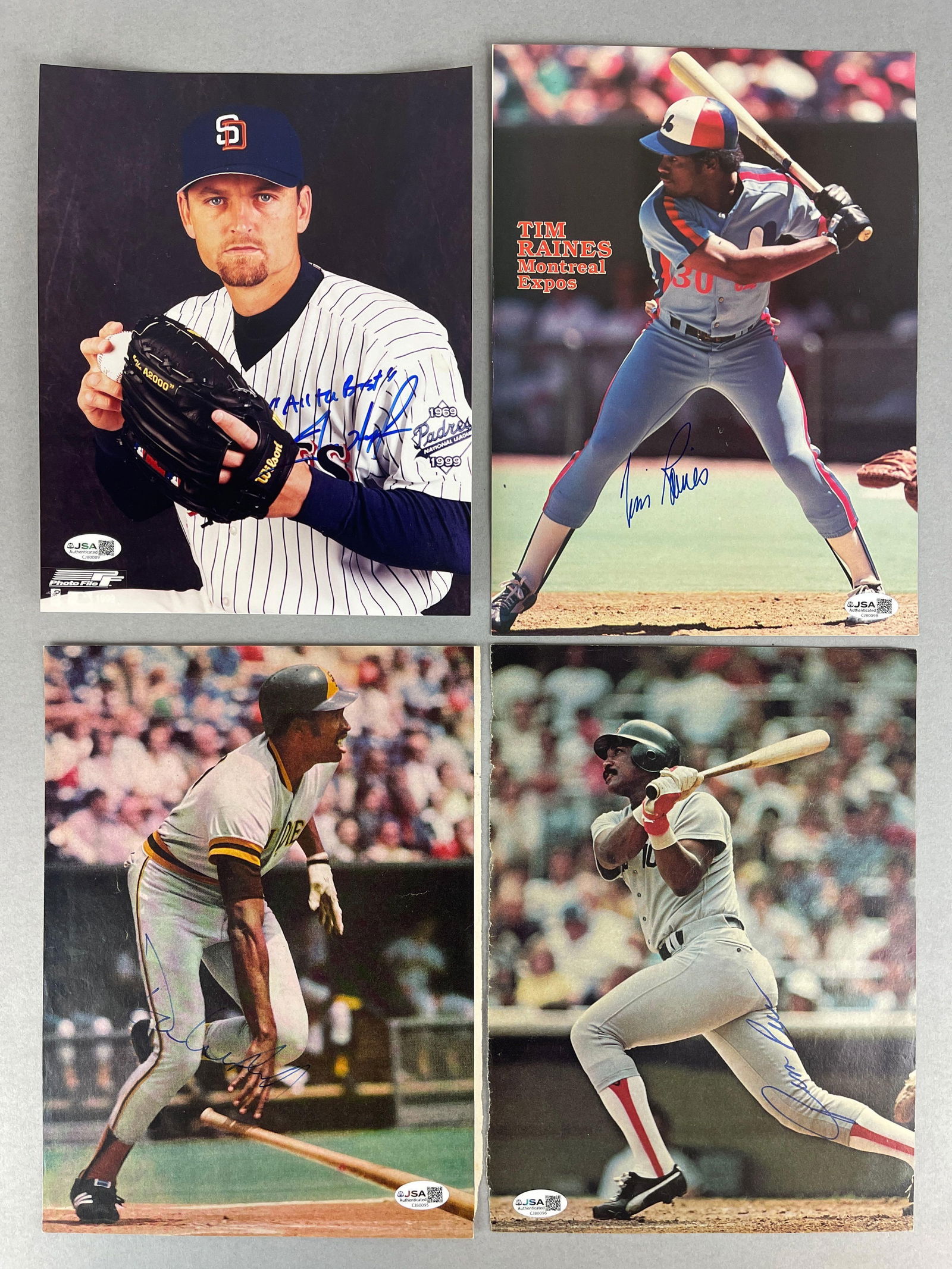 Tim Raines, Dave Winfield, Jim Rice, and Trevor Hoffman Signed Photos with JSA COA: Tim Raines, Dave Winfield, Jim Rice, and Trevor Hoffman Signed Photos with JSA COAs on magazine photos + All The Best Trevor Hoffman Signed 8x10 with JSA COA