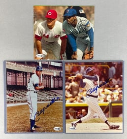 Ernie Banks and 2 - Billy Williams Signed Photos with JSA COA