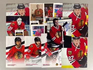 13 - Chicago Blackhawks Signed Photo and Ads with Hull, Espoosito, and Roenick