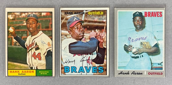1961, 67, and 70 Topps Hank Aaron Cards