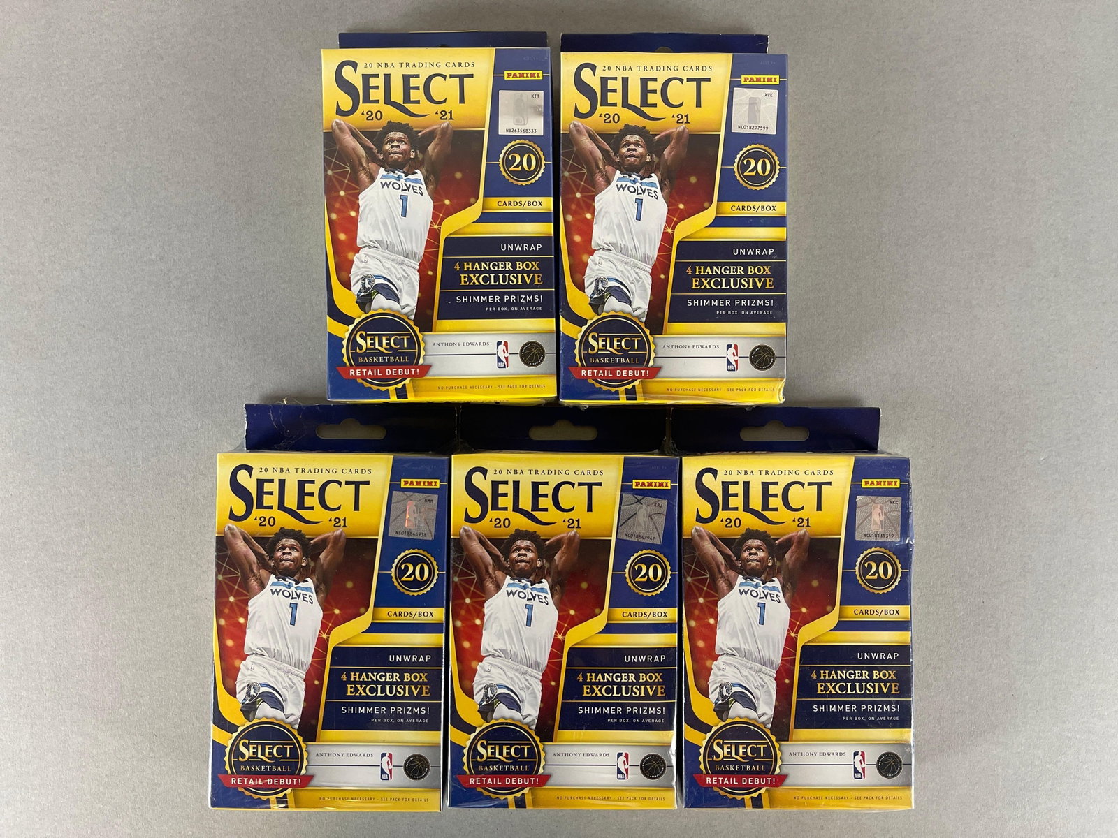 5 - 2020 Select Basketball Hanger Boxes: 20 - Cards per pack, Exclusive Shimmer Prizms, Look for Ultra Rare Tiger Prizm