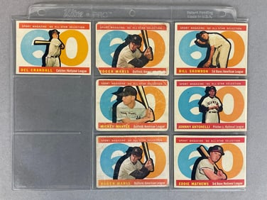 7 - 1960 Topps All-Star Cards Including Mickey Mantle and Roger Maris