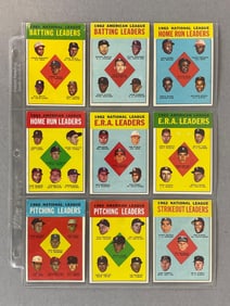 9 - 1963 Topps Baseball Leaders Cards Including Mantle