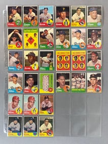 30 - 1963 Topps Baseball Cards with HOFs, Stars, and Rookies