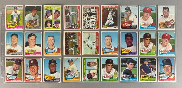 28 - 1965 Topps Baseball Cards with HOFs, Stars, and Rookies