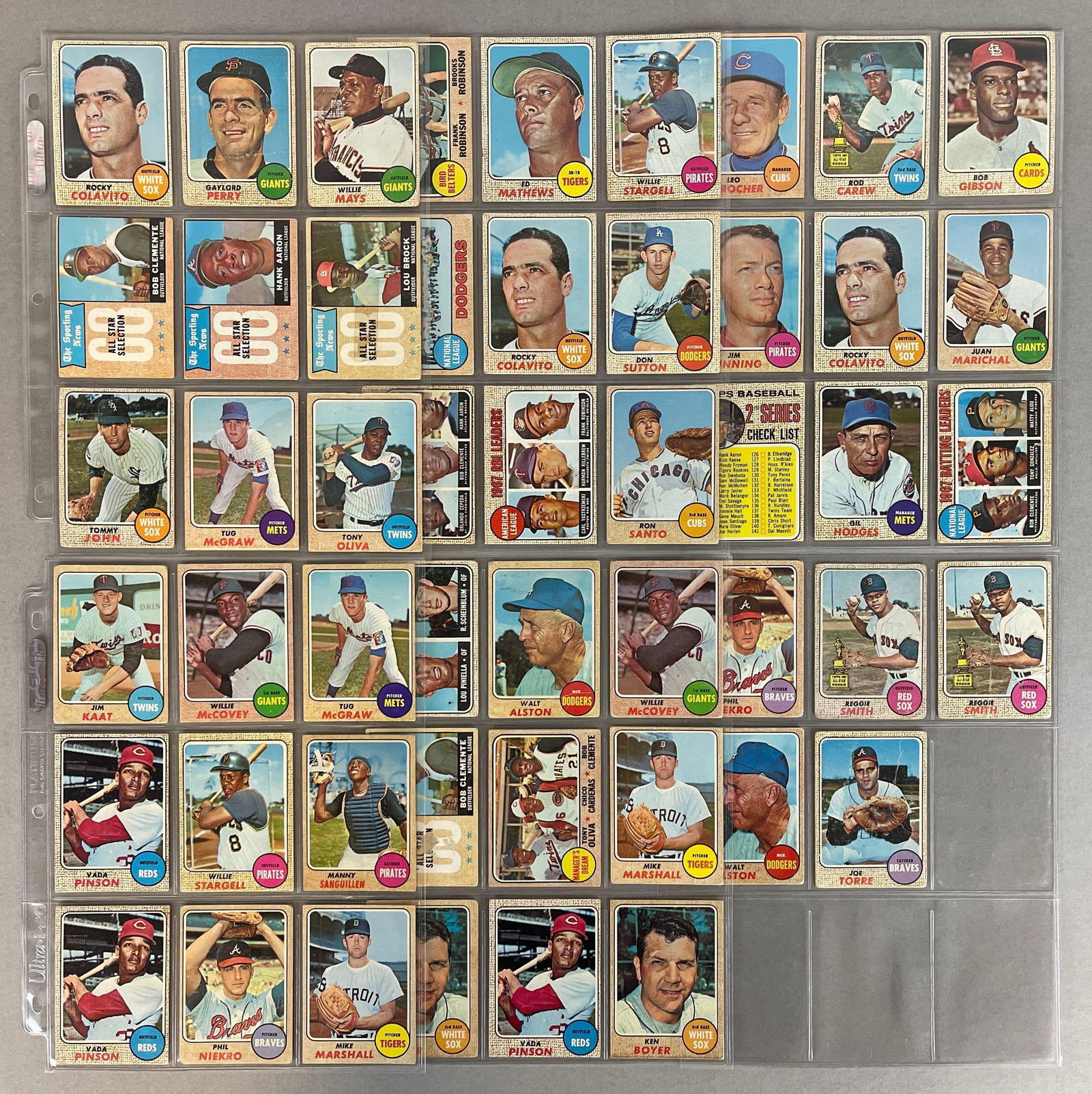 50 - 1968 Topps Baseball Cards with HOFs, Stars, and Rookies (1 of 8)
