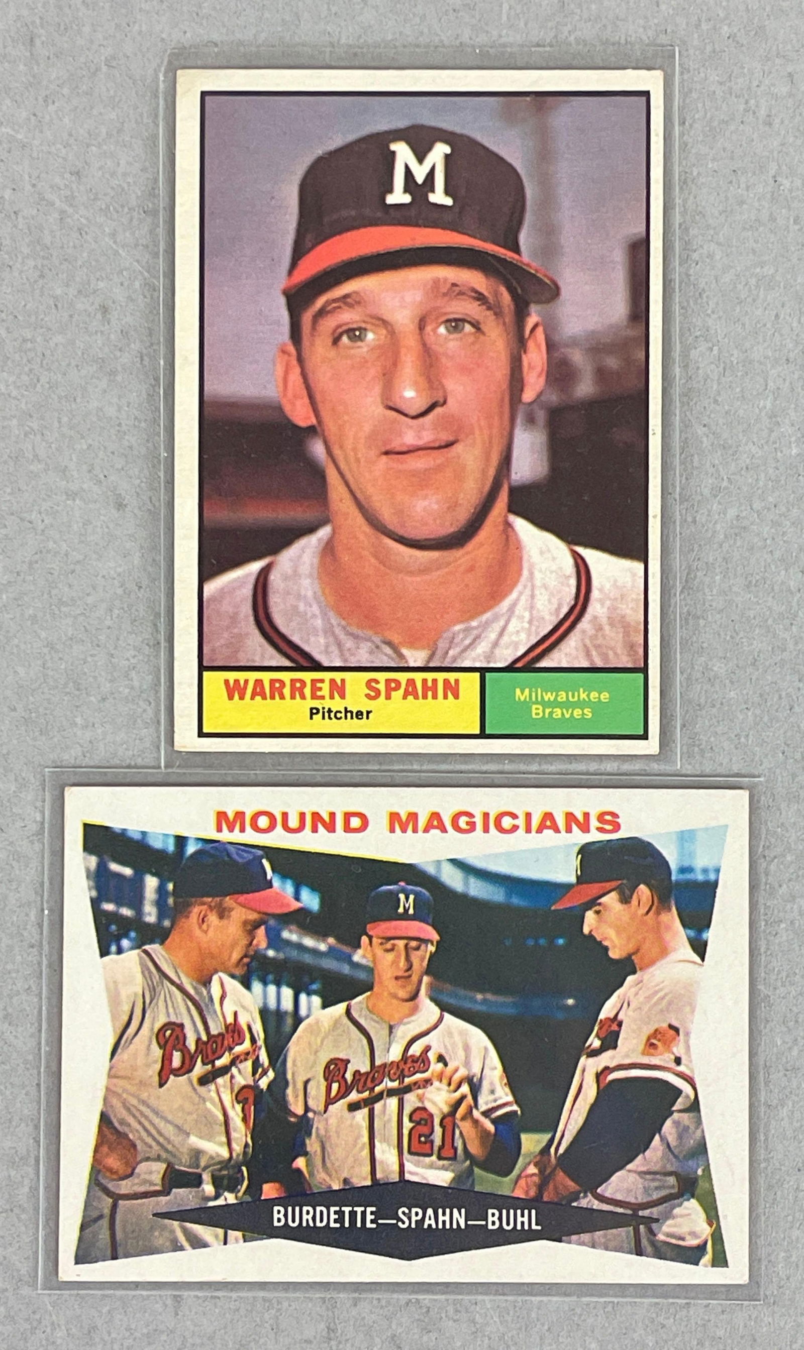 1961 Topps Warren Spahn + 1960 Topps Mound Magicians (1 of 2)