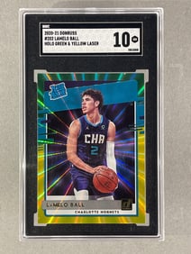 2020 - 21 Donruss Holo Green And Yellow Laser Lamelo Ball #202 SGC 10