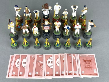 Danbury Mint Baseball Chess Piece Set and Baseball Card Set Cooperstown Collection