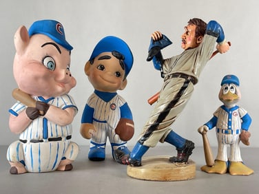 Peter Mook Baseball Statute and 3 - Chicago Cubs Figures