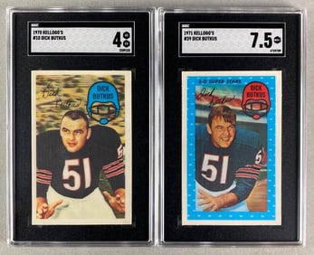 1971 Kelloggs Dick Butkus #39 SGC 7.5 and 1970 #10 SGC 4