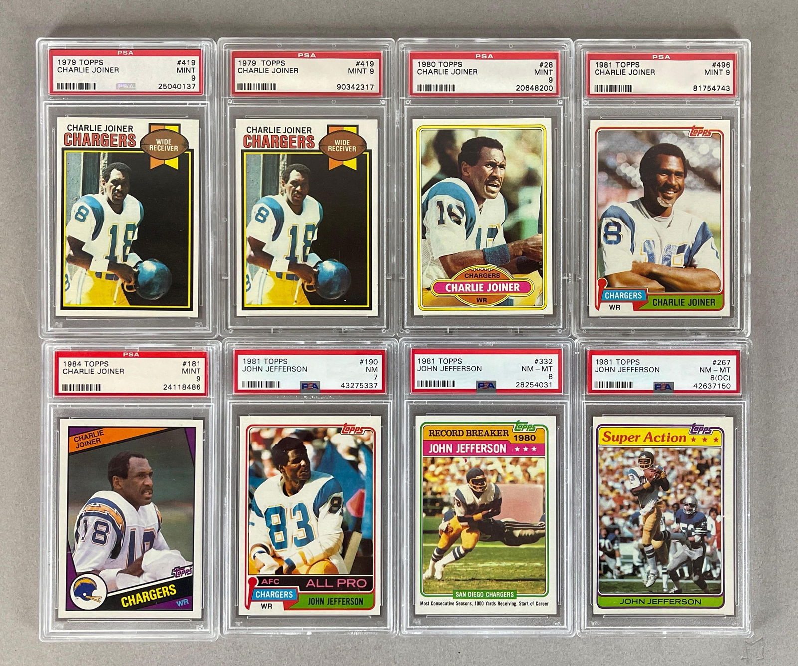 8 - 1979 - 84 Topps San Diego Chargers HOFs PSA Graded Cards (1 of 2)