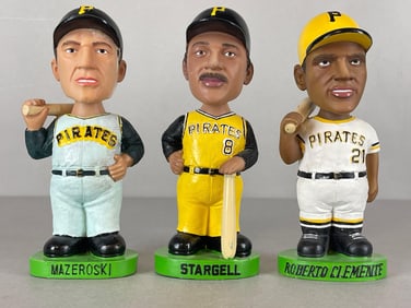 Roberto Clemente, Stargell, and Mazeroski Bobbleheads
