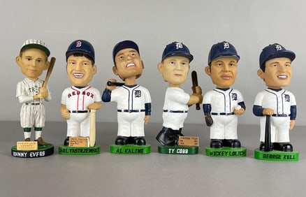 Ty Cobb, Johnny Evers, Yastrzemski, Kaline, Lolich, and Kell Bobbleheads