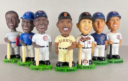 Cal Ripken Jr, Barry Bonds, and 5 - Chicago Cubs Bobbleheads