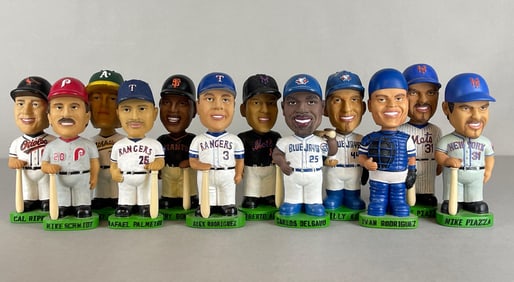 12 - Baseball Bobbleheads with Cal Ripken, Barry Bonds, Mike Schmidt, and More
