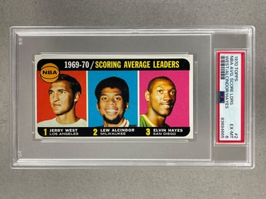 1970 Topps NBA Average Score Leaders West/ Alcindor/ Hayes #2 PSA 6