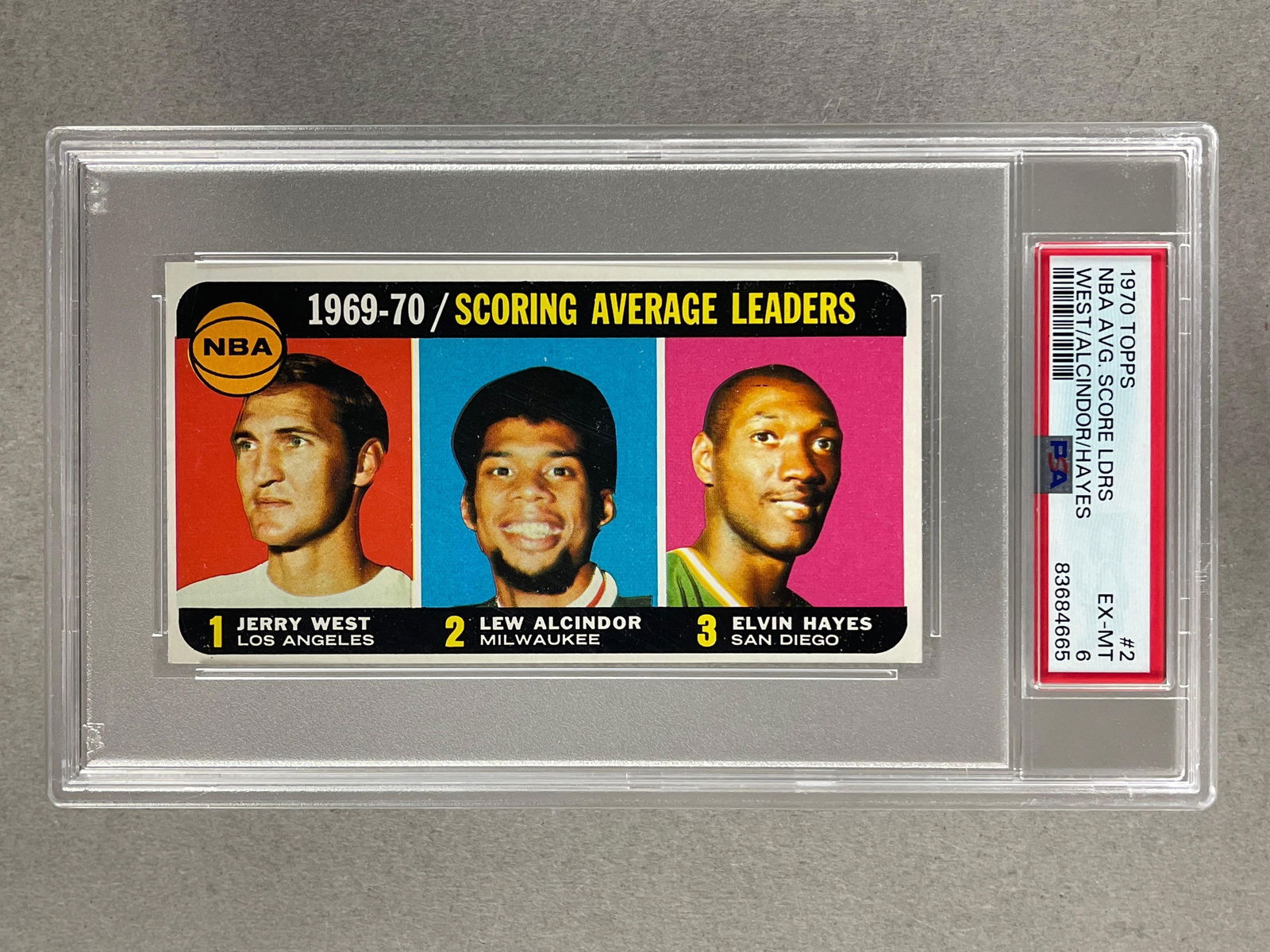1970 Topps NBA Average Score Leaders West/ Alcindor/ Hayes #2 PSA 6 (1 of 2)