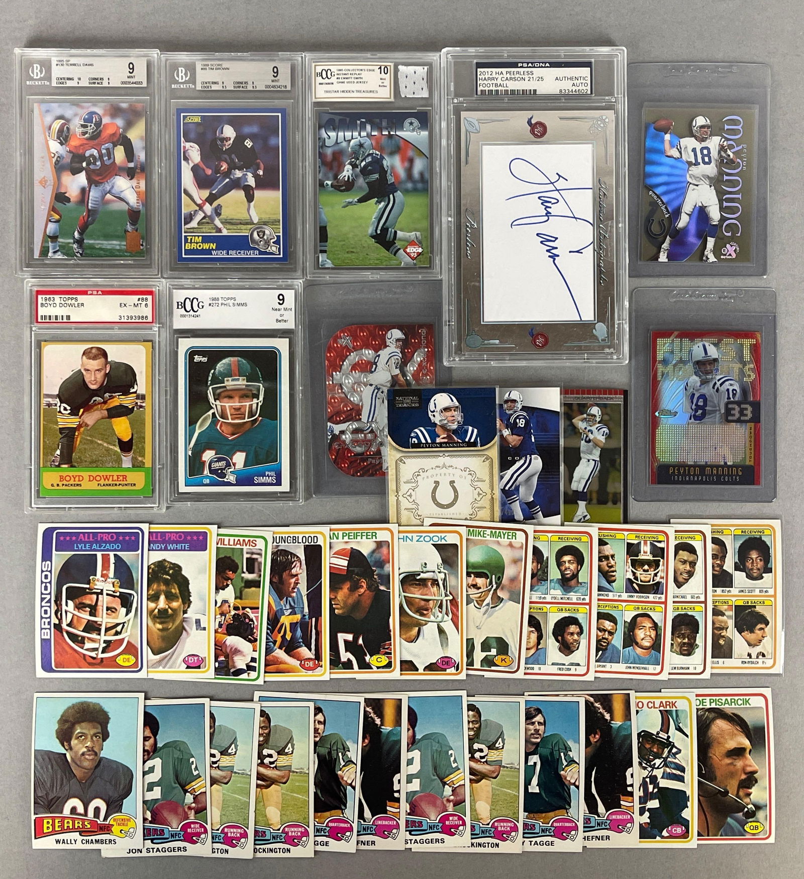 40+ 1963 - 2012 Football Cards with HOFs, Graded Cards (1 of 2)