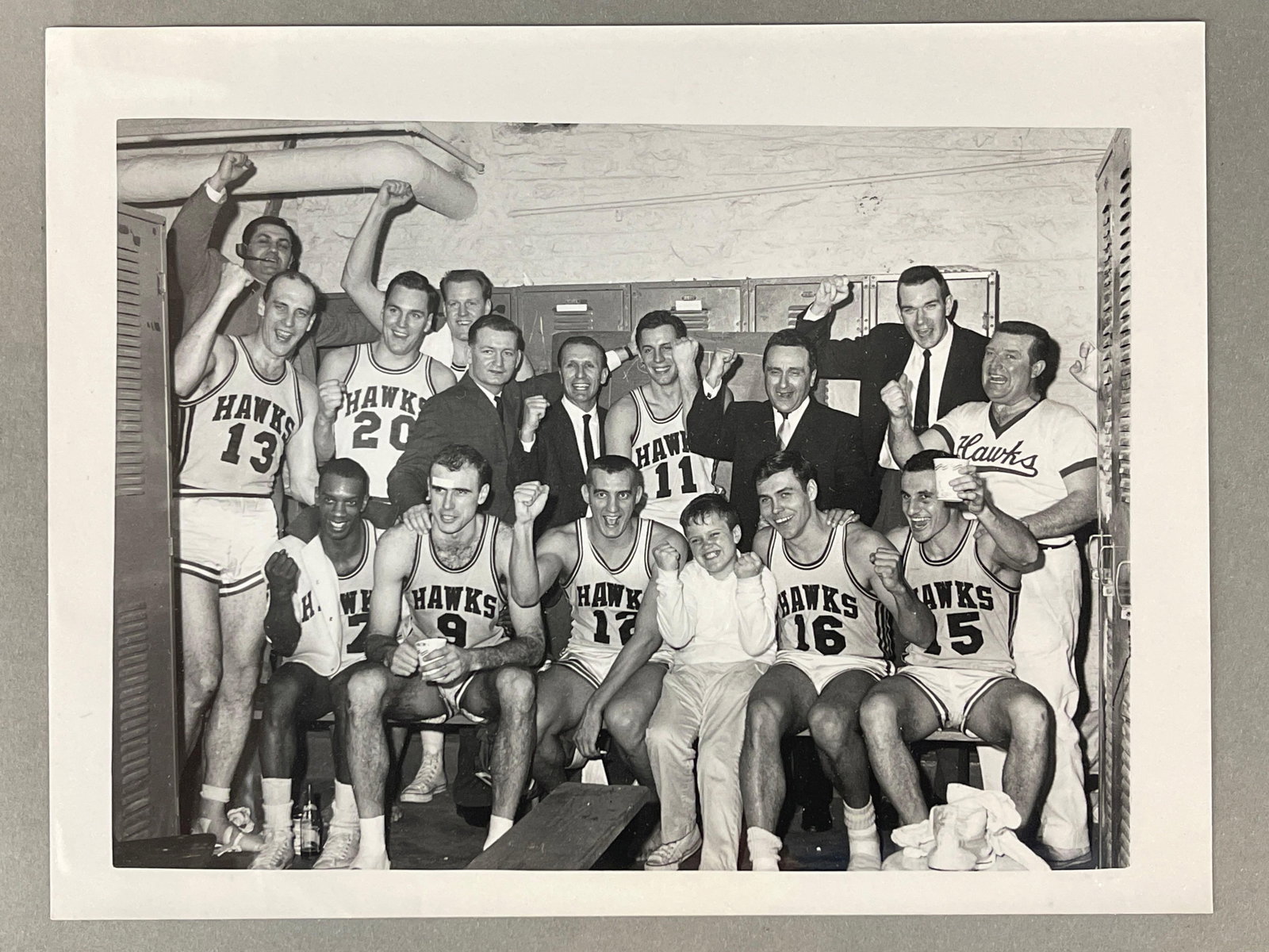 17 - Original 1950s - 60 St. Louis Hawks Photos: Early Bob Pettit Photo, St. Louis Hawks Team Celebration Photo, 1964 UPI Bob Pettit 20,001 Point Photo, and Many other great photos