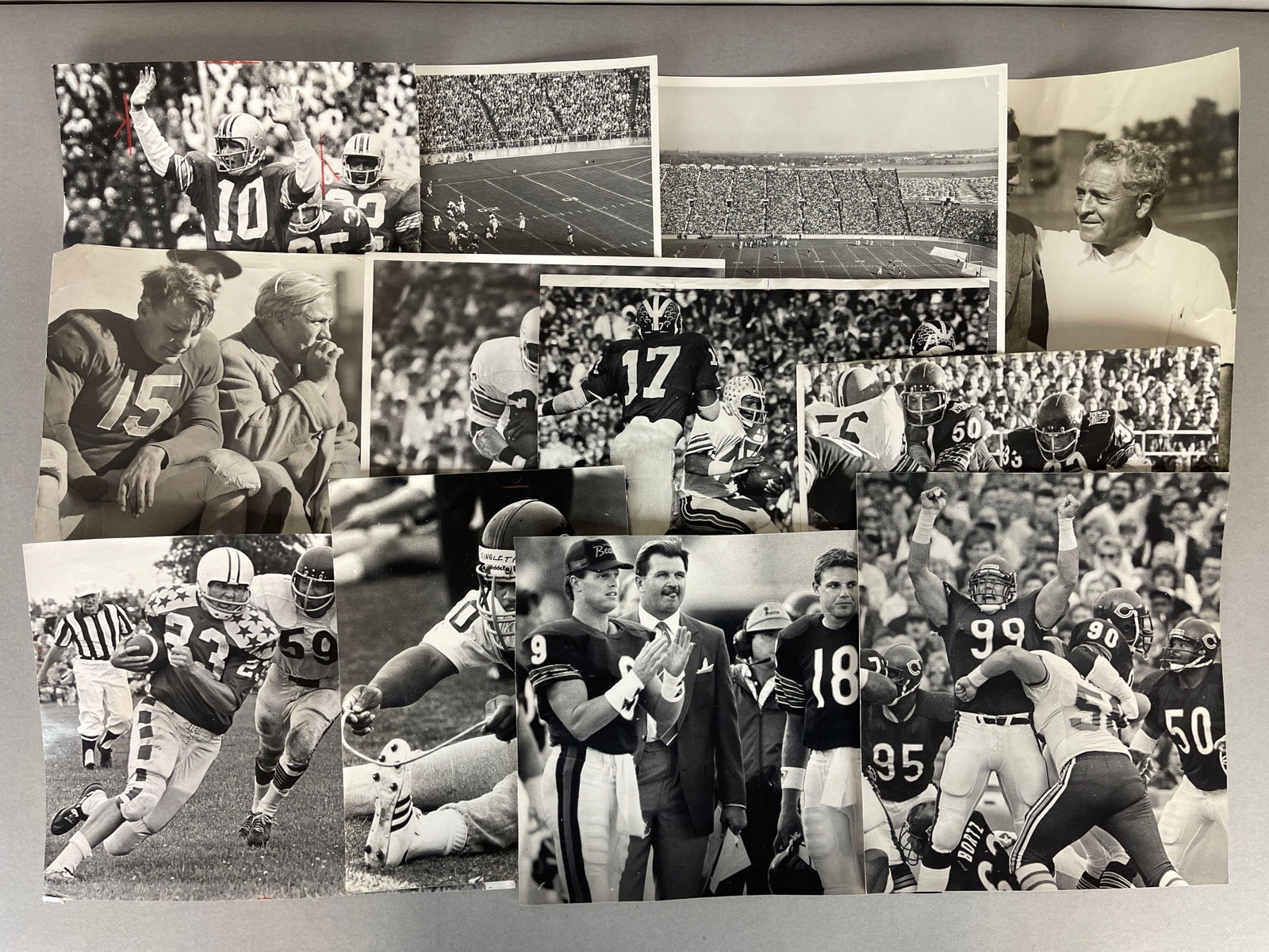 12 - 1950s - 80s NFL and College Football Press Photos with Anos Alonzo Stagg: Multiple Chicago Bears, 2 - 1958 Chicago Bears vs Green Bay original photos, and More
