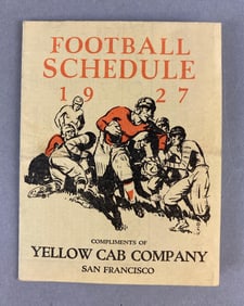 1927 Pacific Coast Football Schedule by Yellow Cab Company San Francisco.